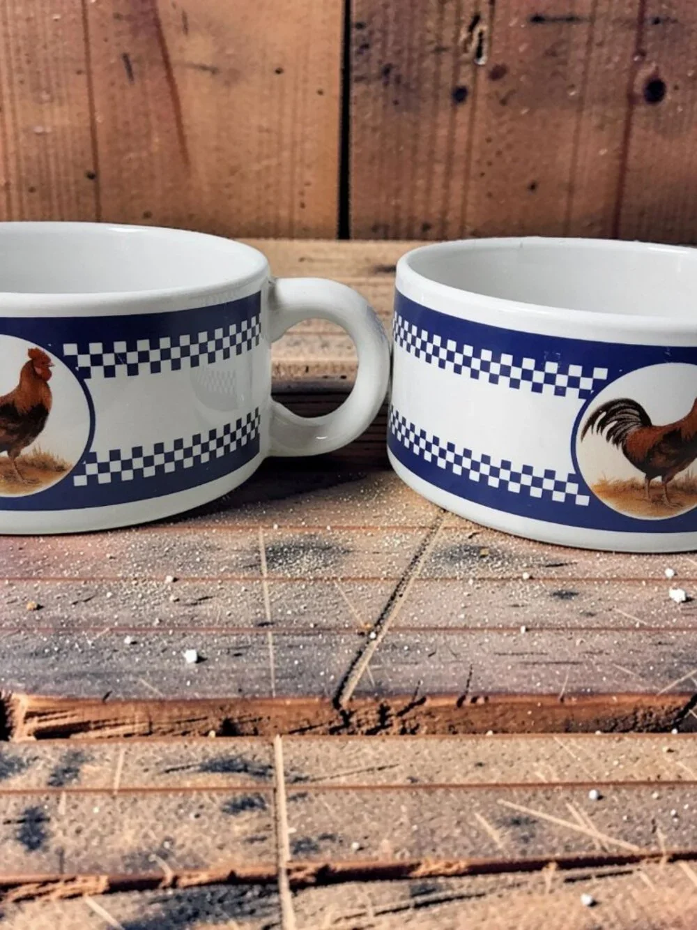 Vintaged Houston Harvest Set of 2 Ceramic Rooster or Chicken Soup Bowls